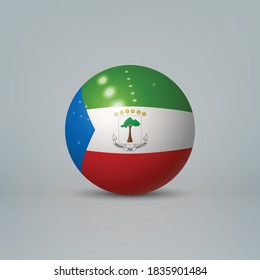 Balón o esfera plástica glosera realista con bandera de Guinea Ecuatorial