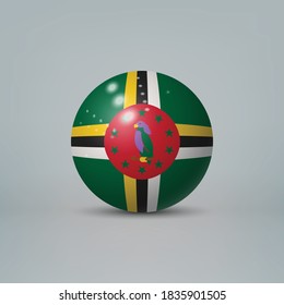 Balón o esfera plástica glosera realista con bandera de Dominica