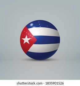 Realistic glossy plastic ball or sphere with flag of Cuba