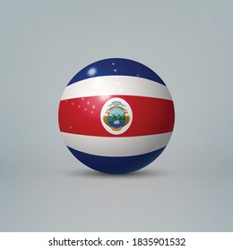 Realistic glossy plastic ball or sphere with flag of Costa Rica