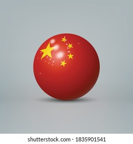 Realistic glossy plastic ball or sphere with flag of China