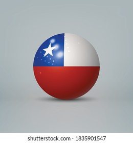 Realistic glossy plastic ball or sphere with flag of Chile