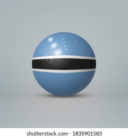 Realistic glossy plastic ball or sphere with flag of Botswana