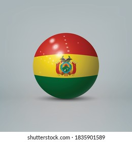 Realistic glossy plastic ball or sphere with flag of Bolivia