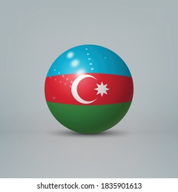 Realistic glossy plastic ball or sphere with flag of Azerbaijan