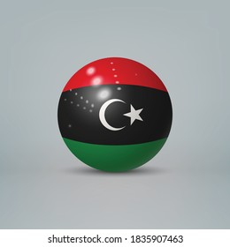 Realistic glossy plastic ball or sphere with flag of Libya