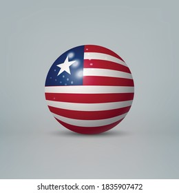 Realistic glossy plastic ball or sphere with flag of Liberia