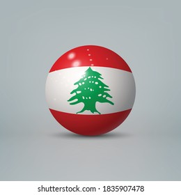 Realistic glossy plastic ball or sphere with flag of Lebanon