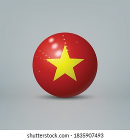 Realistic glossy plastic ball or sphere with flag of Vietnam