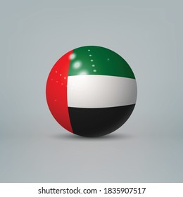 Realistic glossy plastic ball or sphere with flag of United Arab Emirates