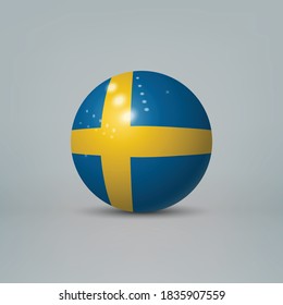 Realistic glossy plastic ball or sphere with flag of Sweden