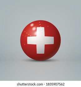 Realistischer Glossy-Plastik-Ball oder Kugel mit Flagge der Schweiz