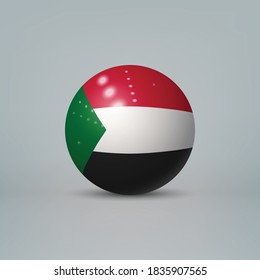 Realistic glossy plastic ball or sphere with flag of Sudan