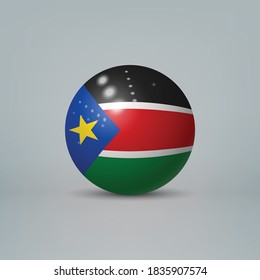 Realistic glossy plastic ball or sphere with flag of South Sudan