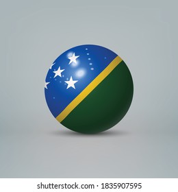 Realistic glossy plastic ball or sphere with flag of Solomon Islands