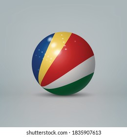 Balón o esfera plástica glosera realista con bandera de Seychelles