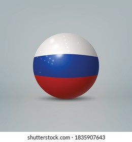 Realistic glossy plastic ball or sphere with flag of Russia