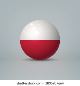 Realistic glossy plastic ball or sphere with flag of Poland