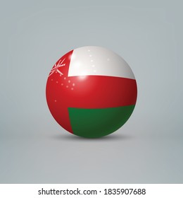 Realistic glossy plastic ball or sphere with flag of Oman