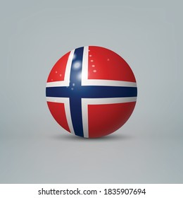 Balón o esfera plástica glosera realista con bandera de Noruega