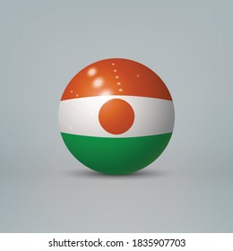 Realistic glossy plastic ball or sphere with flag of Niger