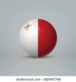 Realistic glossy plastic ball or sphere with flag of Malta
