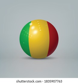Realistic glossy plastic ball or sphere with flag of Mali