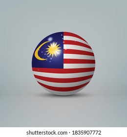 Realistic glossy plastic ball or sphere with flag of Malaysia