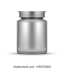 Realistic Glossy Plastic Pill Bottle Package. EPS10 Vector