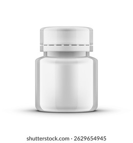 Realistic Glossy Plastic Pill Bottle Package. EPS10 Vector