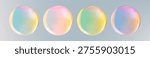 Realistic glossy  rainbow ball.Abstract 3D light bubble with glare.Geometric abstract  iridescent liquid shape.