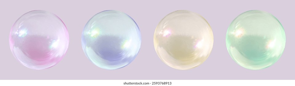 Realistic glossy  rainbow ball.Abstract 3D light bubble with glare.Geometric abstract  iridescent liquid shape.