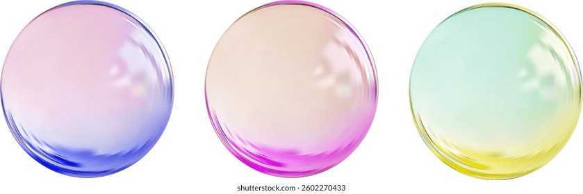 Realistic glossy  rainbow ball.Abstract 3D light bubble with glare.Geometric abstract  iridescent liquid shape.