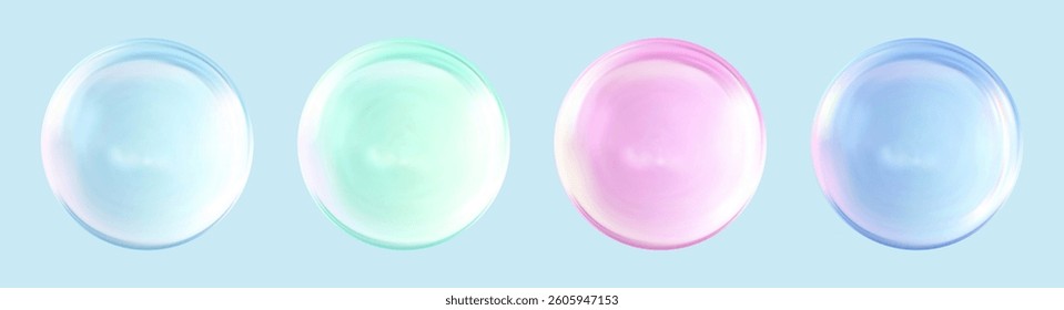 Realistic glossy  rainbow ball.Abstract 3D light bubble with glare.Geometric abstract  iridescent liquid shape.