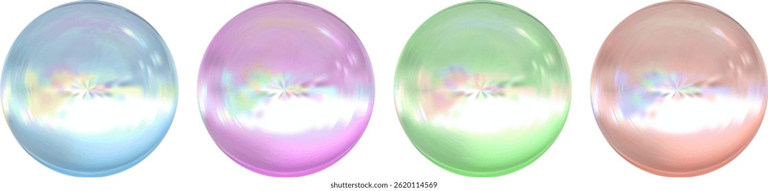 Realistic glossy  rainbow ball.Abstract 3D light bubble with glare.Geometric abstract  iridescent liquid shape.