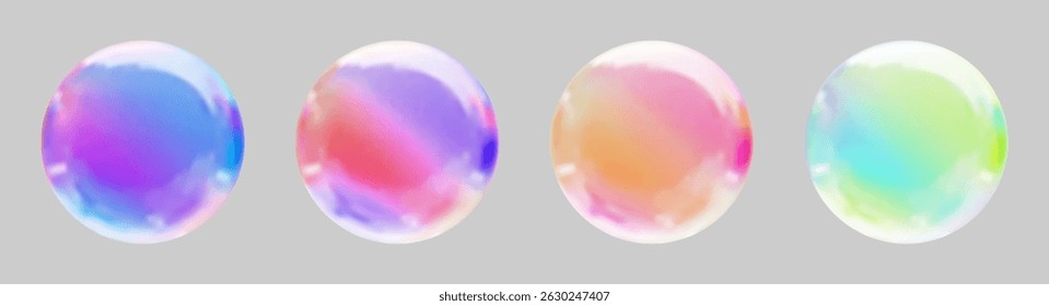Realistic glossy  rainbow ball.Abstract 3D light bubble with glare.Geometric abstract  iridescent liquid shape.