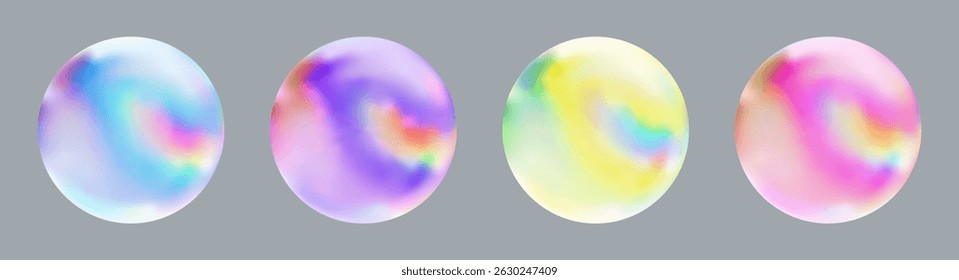Realistic glossy  rainbow ball.Abstract 3D light bubble with glare.Geometric abstract  iridescent liquid shape.
