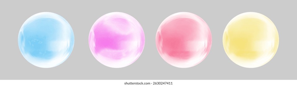 Realistic glossy  rainbow ball.Abstract 3D light bubble with glare.Geometric abstract  iridescent liquid shape.