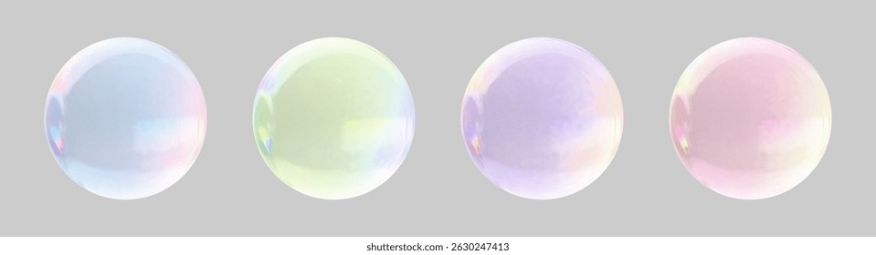Realistic glossy  rainbow ball.Abstract 3D light bubble with glare.Geometric abstract  iridescent liquid shape.