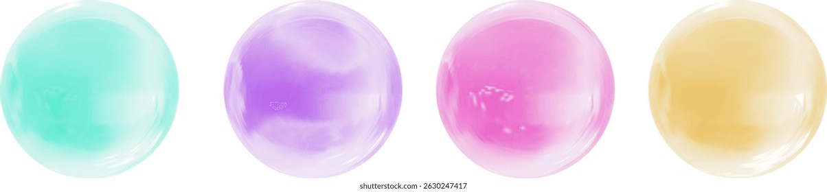 Realistic glossy  rainbow ball.Abstract 3D light bubble with glare.Geometric abstract  iridescent liquid shape.