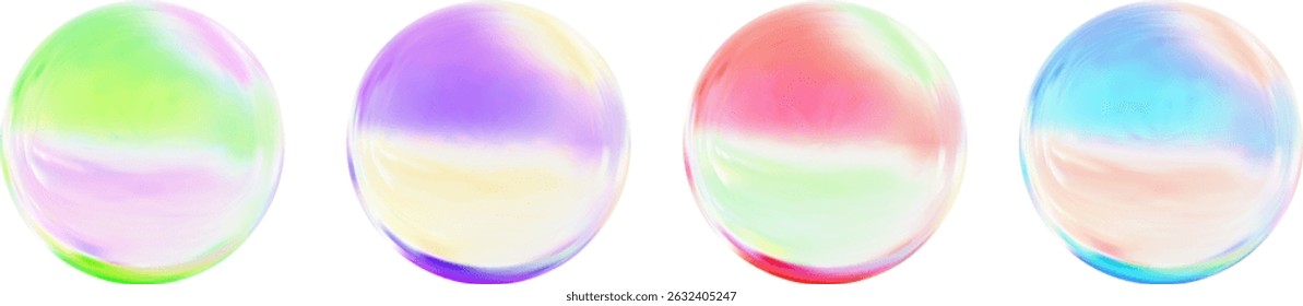 Realistic glossy  rainbow ball.Abstract 3D light bubble with glare.Geometric abstract  iridescent liquid shape.