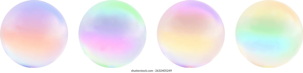 Realistic glossy  rainbow ball.Abstract 3D light bubble with glare.Geometric abstract  iridescent liquid shape.