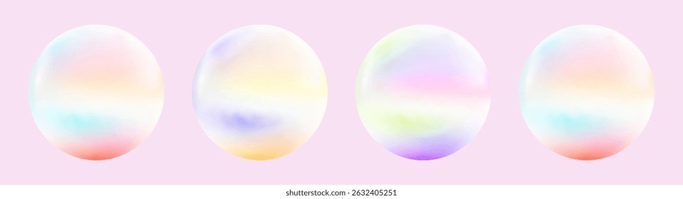 Realistic glossy  rainbow ball.Abstract 3D light bubble with glare.Geometric abstract  iridescent liquid shape.