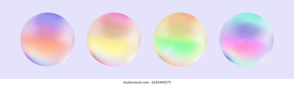 Realistic glossy  rainbow ball.Abstract 3D light bubble with glare.Geometric abstract  iridescent liquid shape.