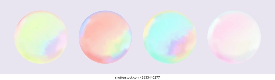 Realistic glossy  rainbow ball.Abstract 3D light bubble with glare.Geometric abstract  iridescent liquid shape.