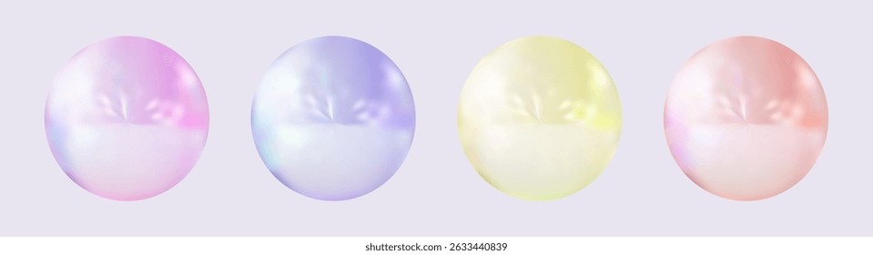 Realistic glossy  rainbow ball.Abstract 3D light bubble with glare.Geometric abstract  iridescent liquid shape.