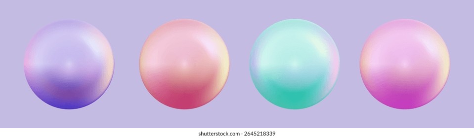 Realistic glossy  rainbow ball.Abstract 3D light bubble with glare.Geometric abstract  iridescent liquid shape.