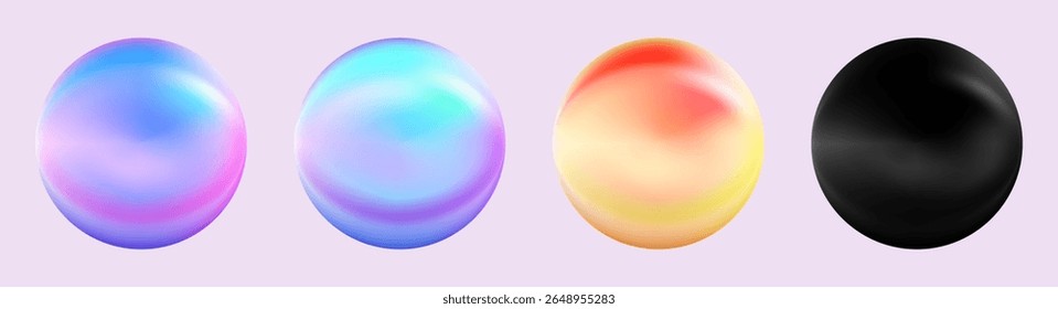 Realistic glossy  rainbow ball.Abstract 3D light bubble with glare.Geometric abstract  iridescent liquid shape.