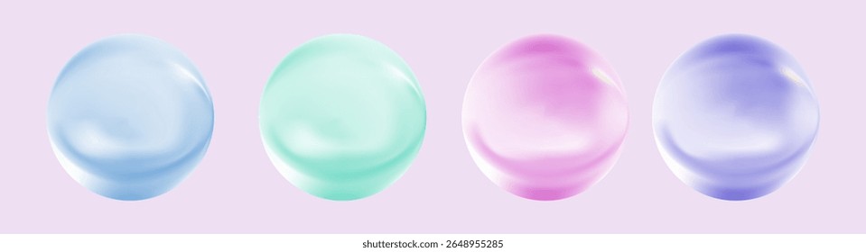 Realistic glossy  rainbow ball.Abstract 3D light bubble with glare.Geometric abstract  iridescent liquid shape.