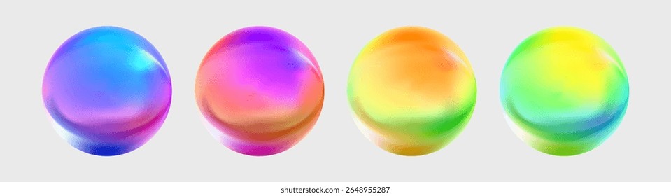 Realistic glossy  rainbow ball.Abstract 3D light bubble with glare.Geometric abstract  iridescent liquid shape.